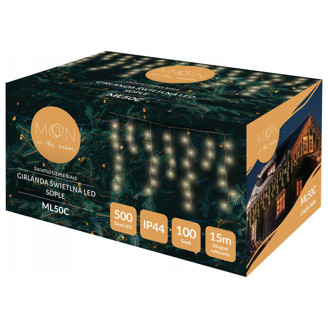Fényfüzér ML50C 100 Sopli 500 Led 15m meleg fehér IP44