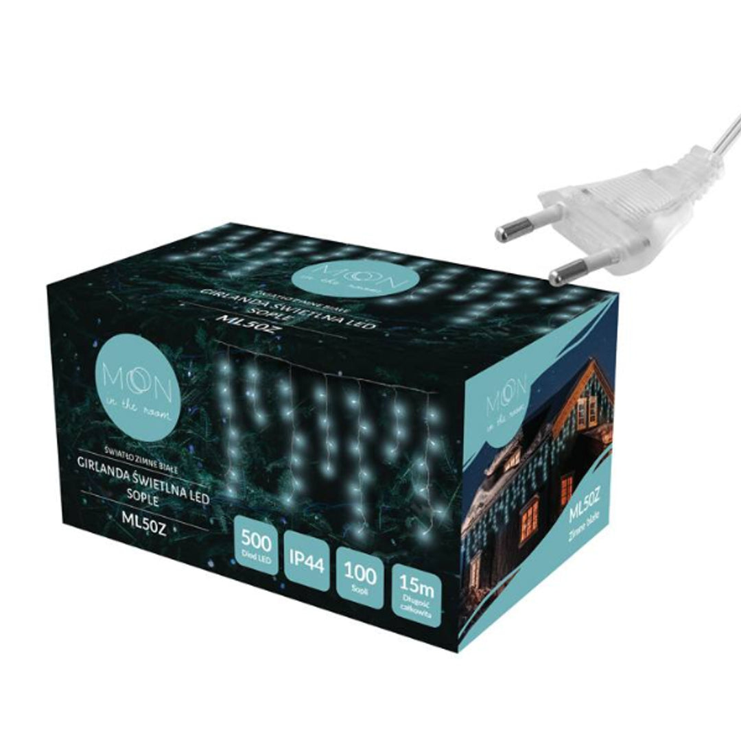 Fényfüzér ML50Z 100 jégcsapok 500 Led 15m hideg fehér IP44