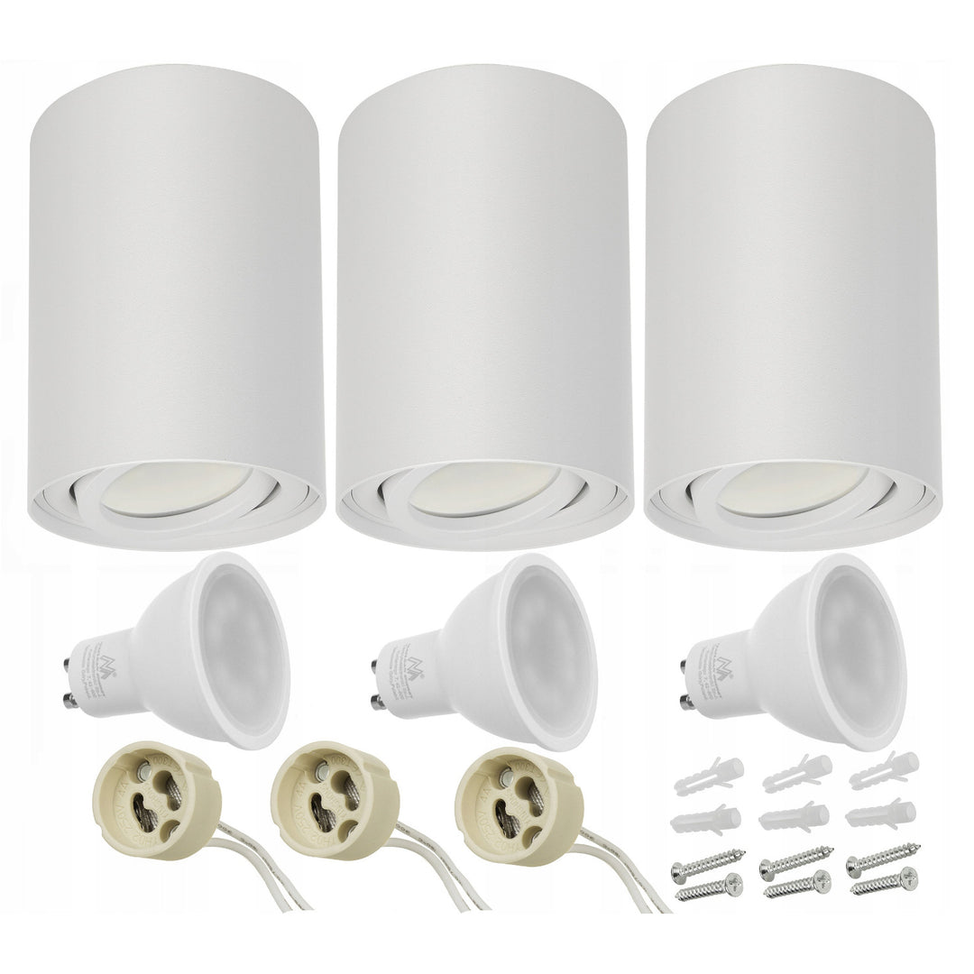 3x Maclean Round Plafond White MCE422 + 3x LED izzó GU10 5W 4000K