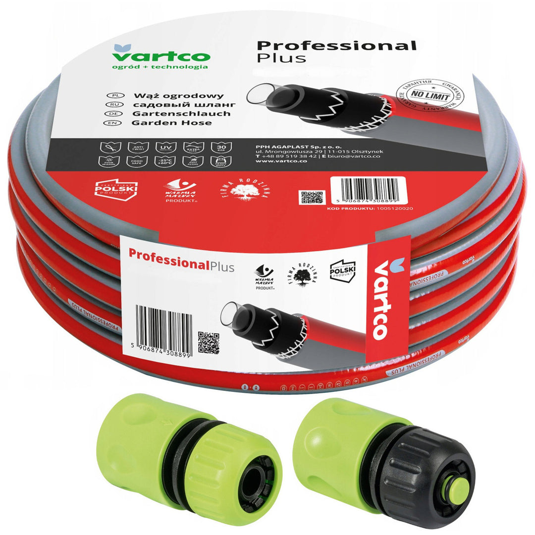 Kerti tömlő 6 réteg 30m 1/2" Vartco Professional Plus + csatlakozók