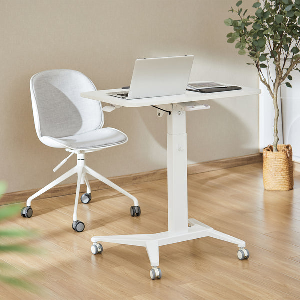 Maclean mobil laptop asztal, fehér, pneumatikus magasságállítás, 80x52cm, 8kg max, 109cm h, MC-453W