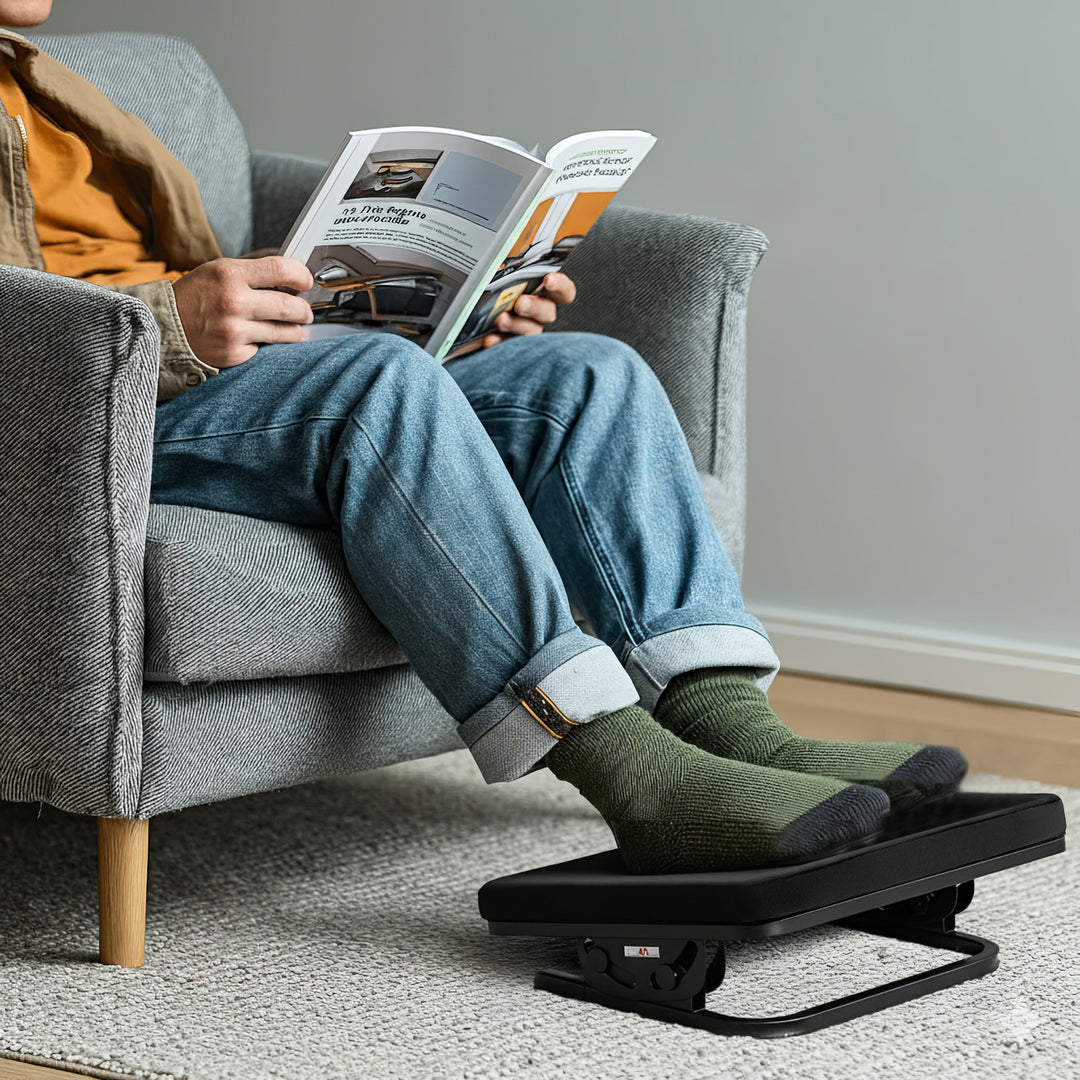 Maclean ergonomikus lábtartó, lábtámasz, fokozatmentesen állítható szög, kivehető párna, MC-460