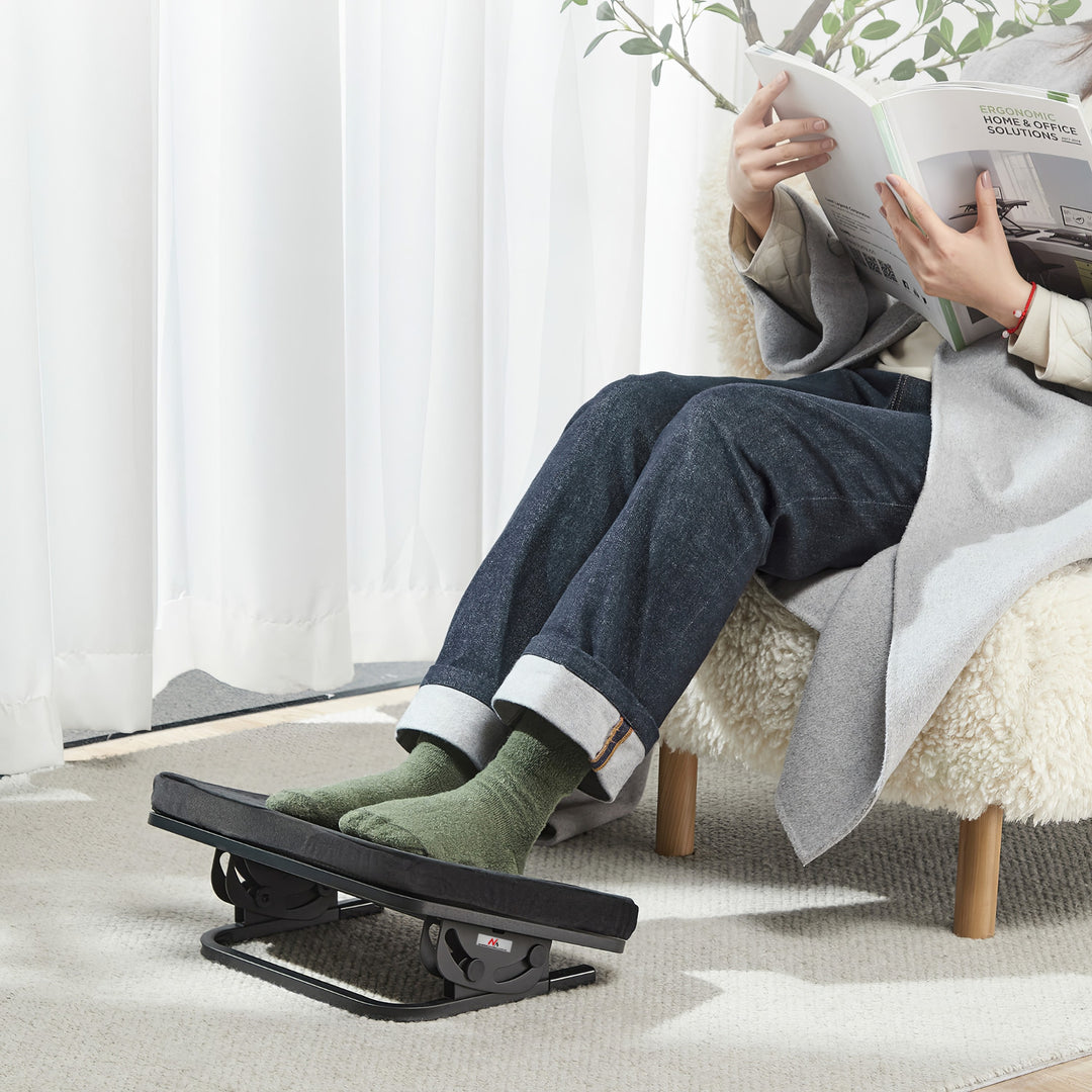 Maclean ergonomikus lábtartó, lábtámasz, fokozatmentesen állítható szög, kivehető párna, MC-460