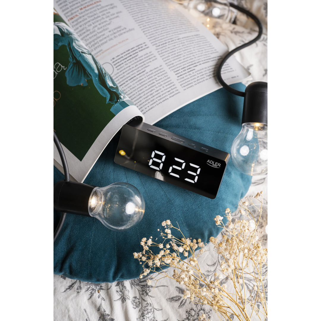 Adler ébresztőóra, LED kijelző, hőmérsékletmérés, fekete, AD 1189B