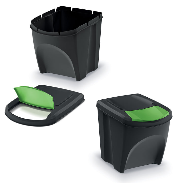 Keden Sortibox 4x25L újrahasznosító tartályok készlete fekete színben