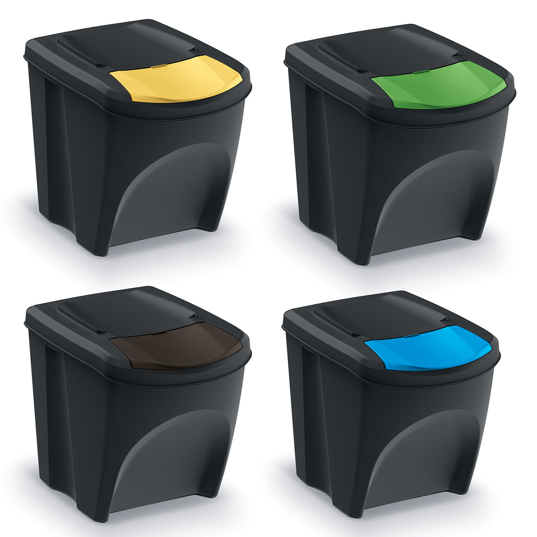Keden Sortibox 4x25L újrahasznosító tartályok készlete fekete színben