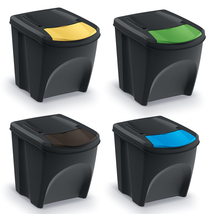 Keden Sortibox 4x25L újrahasznosító tartályok készlete fekete színben