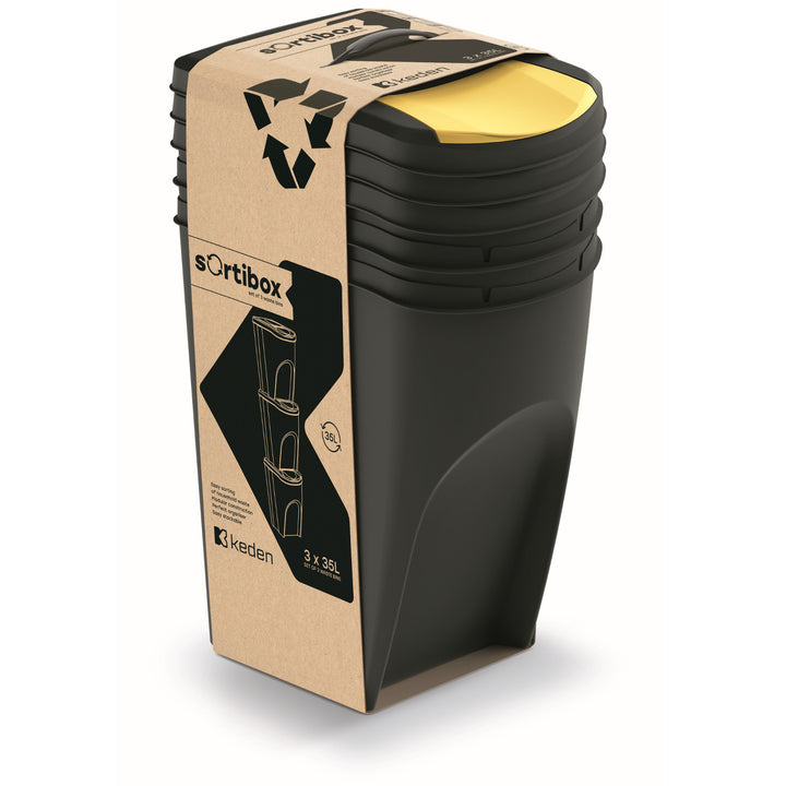 Keden SORTI BOX 3x35l hulladékgyűjtő - fekete újrahasznosítás