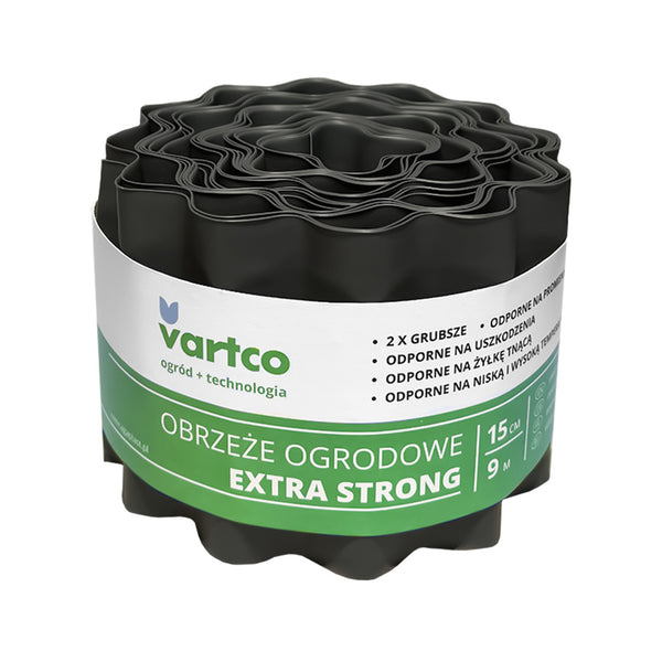 Hullámosított kerti szegély 15cm x9m Vartco Extra Strong grafit