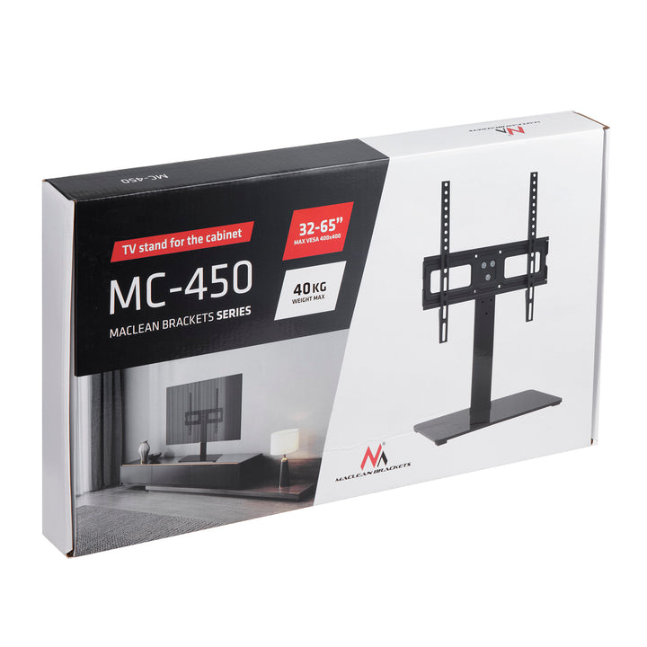 Univerzális TV állvány Maclean, RTV szekrényhez, állvány, max. 40kg, max. VESA 400x400, 32-65"-os TV-khez, MC-450