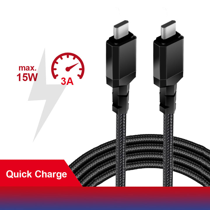 Kábel 2 x USB-C 15W Maclean, támogatja QC 3.0, adatátvitel, 3A, , fekete, hossza 1m, MCE493