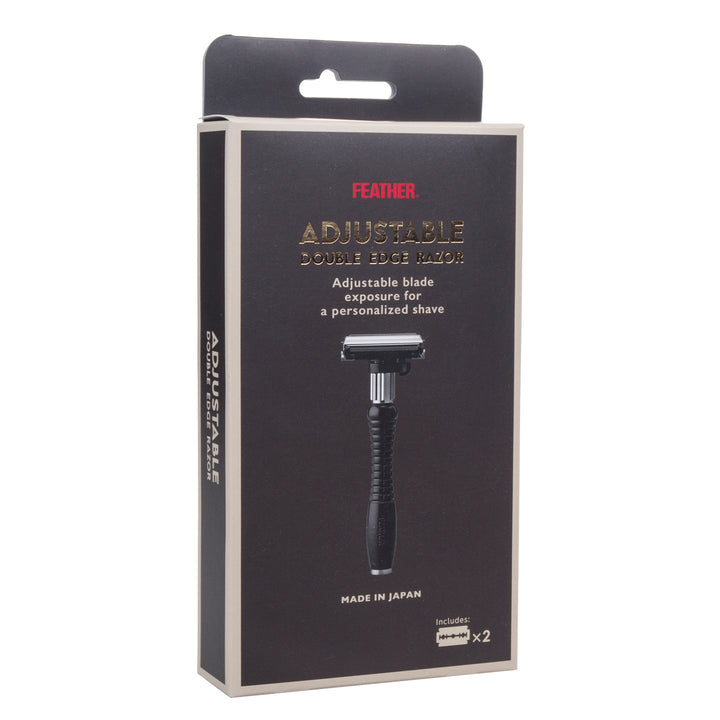Feather DER-A borotva cserélhető pengékkel. Rozsdamentes acél fej. 2 beállítás, pillangónyitás.