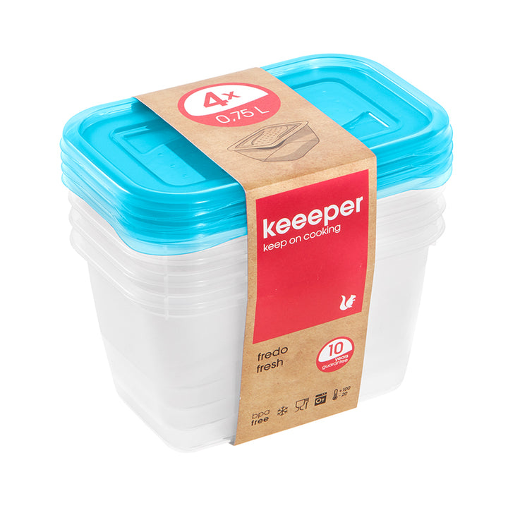 4 db 0,75 l-es Keeeper Fredo Fresh élelmiszer-tároló tartályból álló készlet