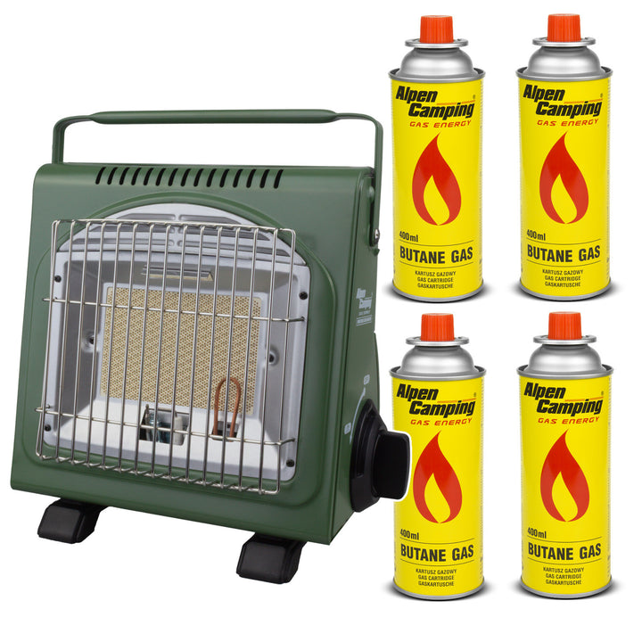 Alpen Camping hordozható gáztűzhely, gázfogyasztás 124g/h, piezo gyújtás, IK-1000 PRO, ICELAND + 4 patron
