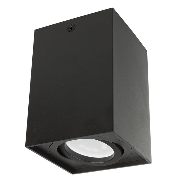 3x Maclean cső / felszíni lámpatest, spot, szögletes, alumínium, GU10, 80x80x115mm, fekete, MCE426 B + 3x LED izzó 5W