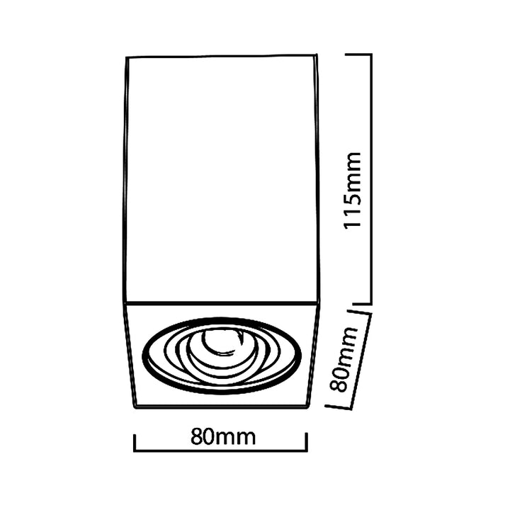 3x Maclean cső / felszíni lámpatest, spot, szögletes, alumínium, GU10, 80x80x115mm, fekete, MCE426 B + 3x LED izzó 5W