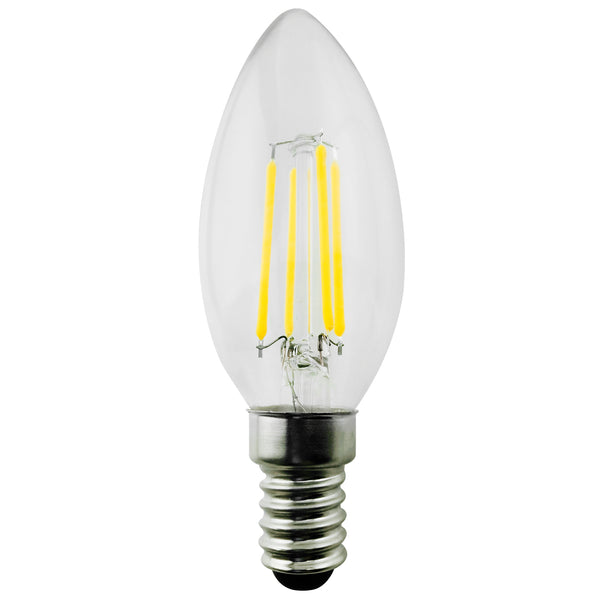 6x Maclean, izzószálas LED E14, 4W, 230V, WW meleg fehér 3000K, 400lm, Retro edison dekoratív gyertya C35, MCE285