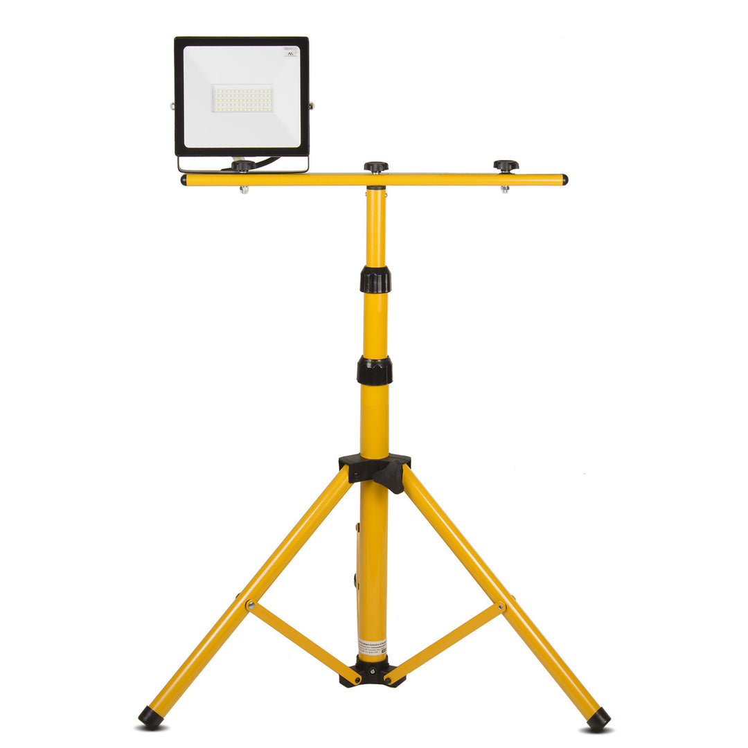 Maclean reflektor állvány, 2 reflektorhoz, LED, sárga, acélból, max. magasság 1,5m + reflektor
