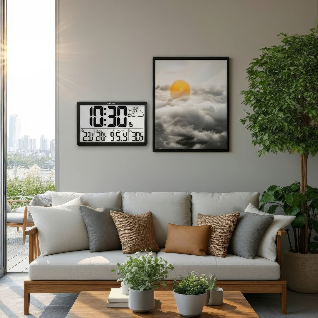 GreenBlue extra nagyméretű LCD falióra, hőmérséklet, dátum, GB218