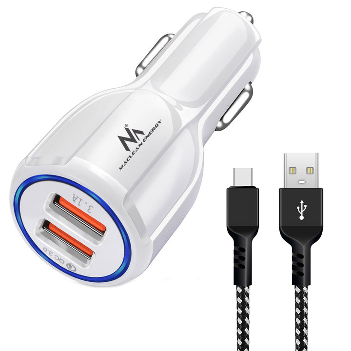 Maclean autós töltő, Qualcomm Quick Charge, QC 3.0 - 5V/3A, 9V/1.8A, 12V/1.6A, 5V/3.1A aljzat USB Type-C kábellel
