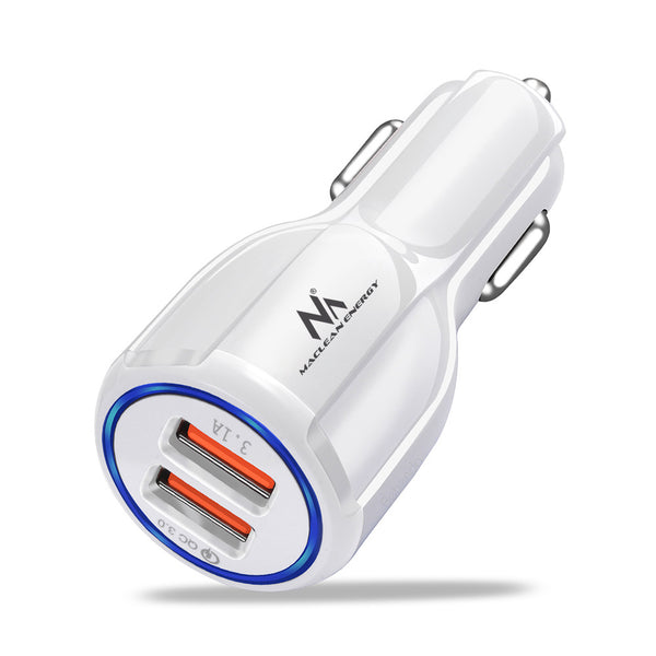 Maclean autós töltő, Qualcomm Quick Charge, QC 3.0 - 5V/3A, 9V/1.8A, 12V/1.6A, 5V/3.1A aljzat USB Lightning kábellel
