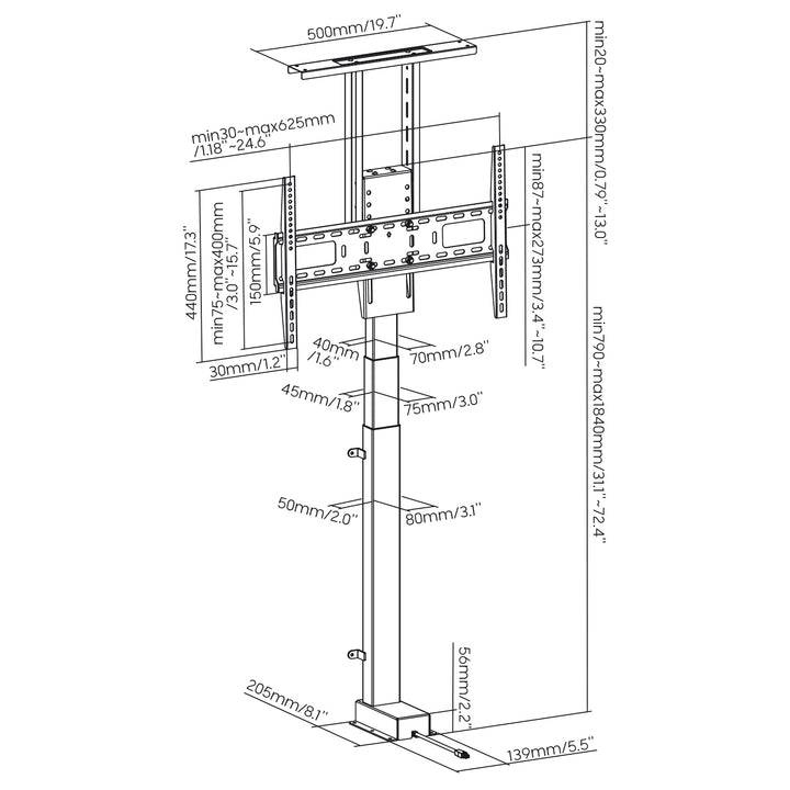 Elektromos kihúzható tartó Maclean, TUYA, 37''-80''', VESA 600x400, max 60kg, MC-866T