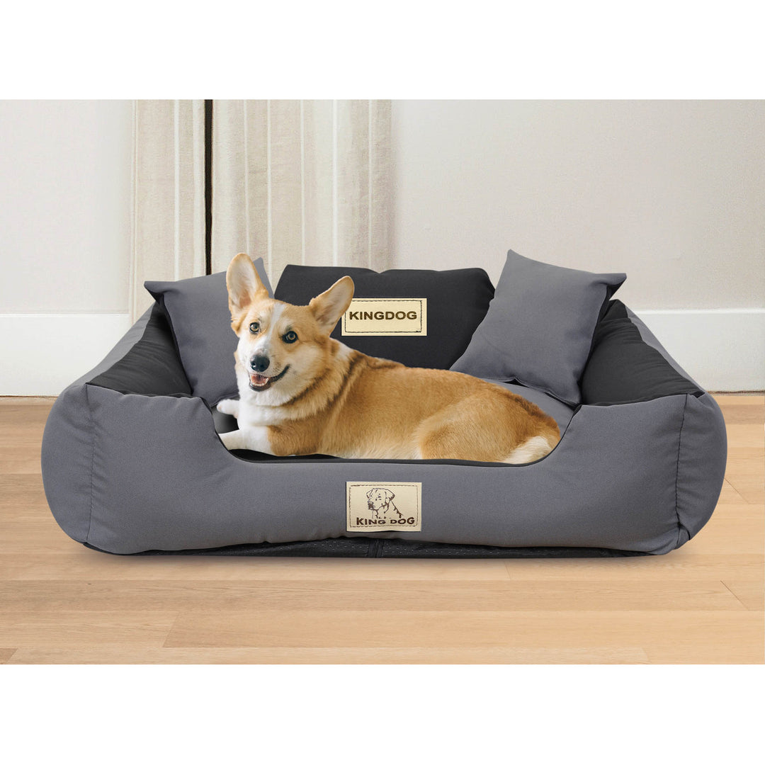 KINGDOG KINMIC100/75C-SZ kutyaágy 100x75 cm szürke/fekete