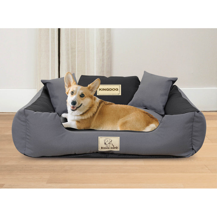 KINGDOG KINMIC100/75C-SZ kutyaágy 100x75 cm szürke/fekete