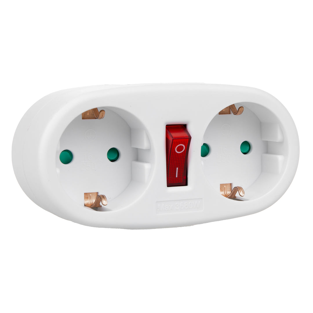 Maclean aljzat, elosztó 2 aljzattal és megszakítóval, F típusú, 2x16A, MCE338 F