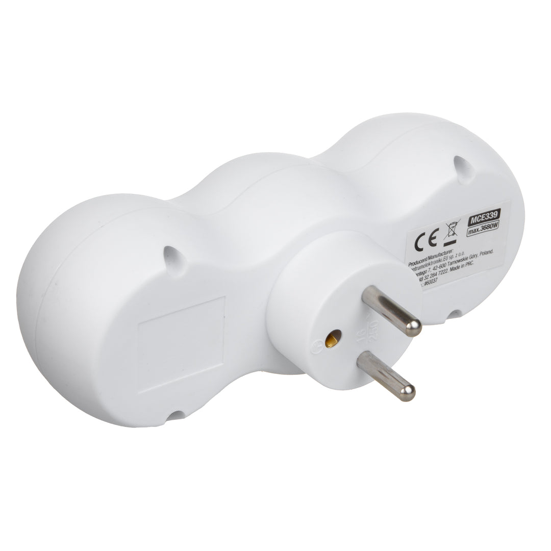 Maclean áramerősségű konnektor, 2-es elosztó, 2x USB A/C, E típus, 2x16A, MCE339 E