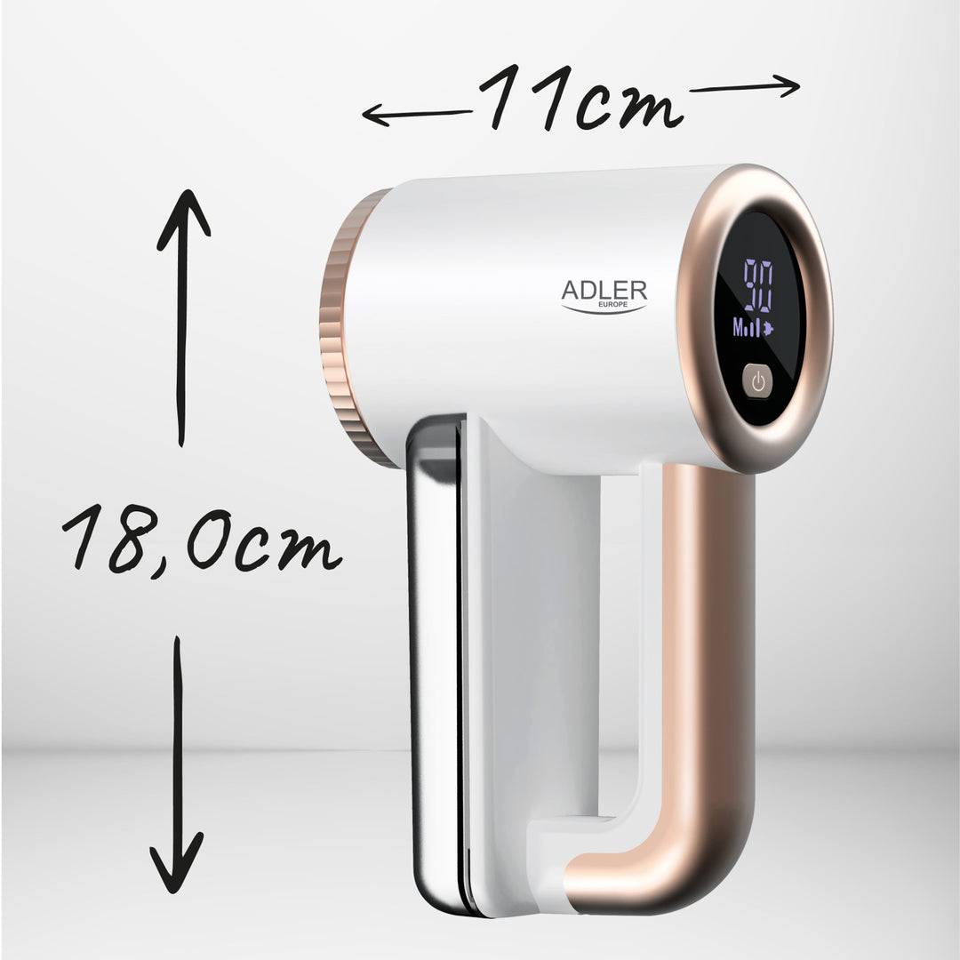 Adler textilborotva, USB töltés, LCD kijelző, 3 fokozatú sebesség, kefe, AD 9617