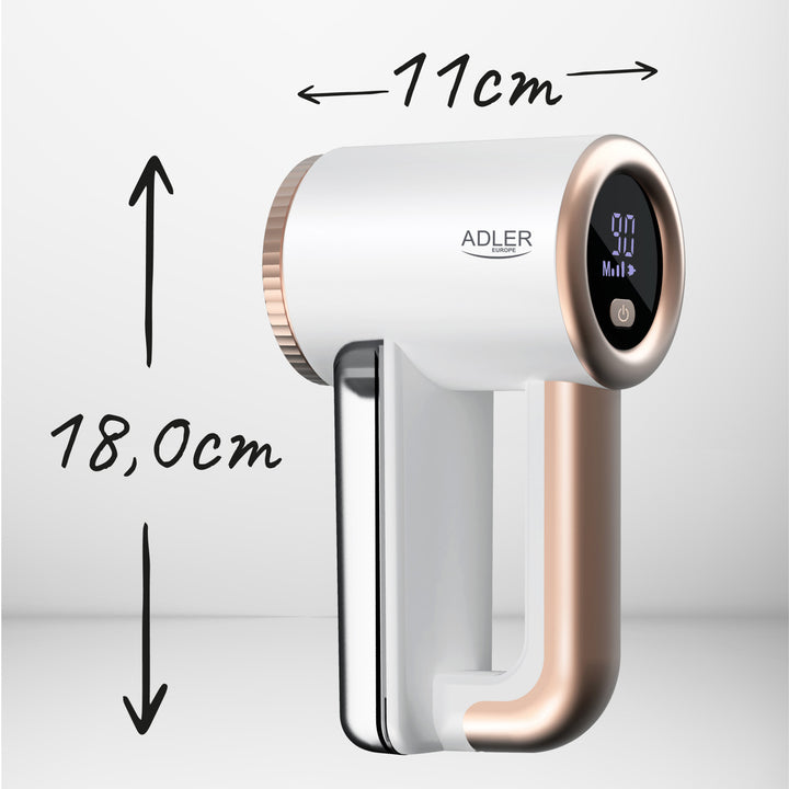 Adler textilborotva, USB töltés, LCD kijelző, 3 fokozatú sebesség, kefe, AD 9617
