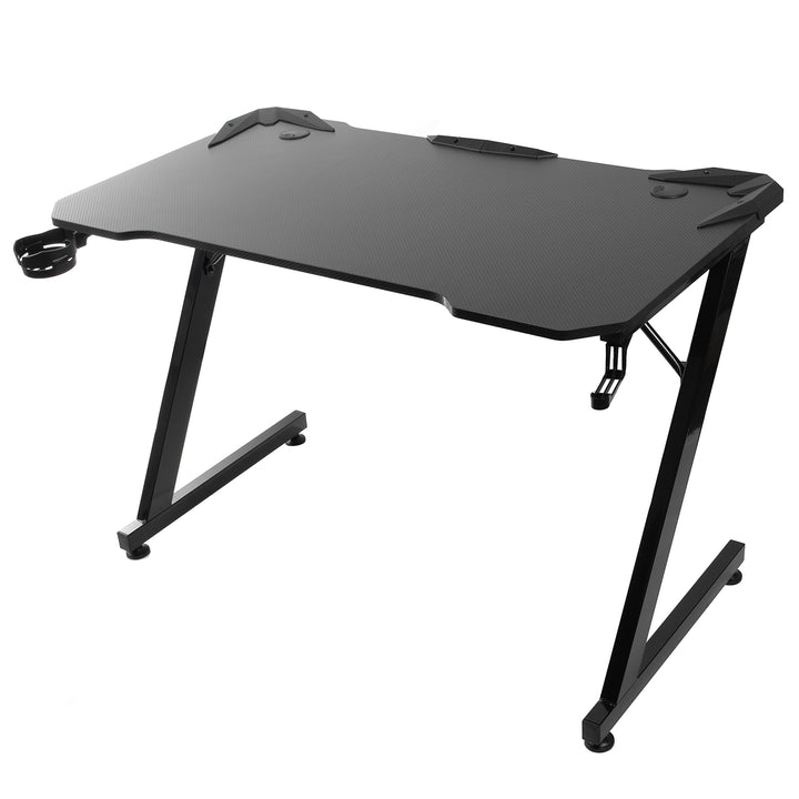 Fekete játékasztal nagy NanoRS, 150kg max, magasság 750mm, 110x60x1.5cm, pohártartó és fejhallgató, RS345