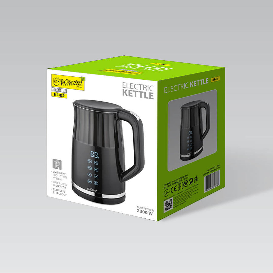 Maestro vízforraló, vezeték nélküli, érintőképernyős, 1,7 literes, 2200W, MR-039