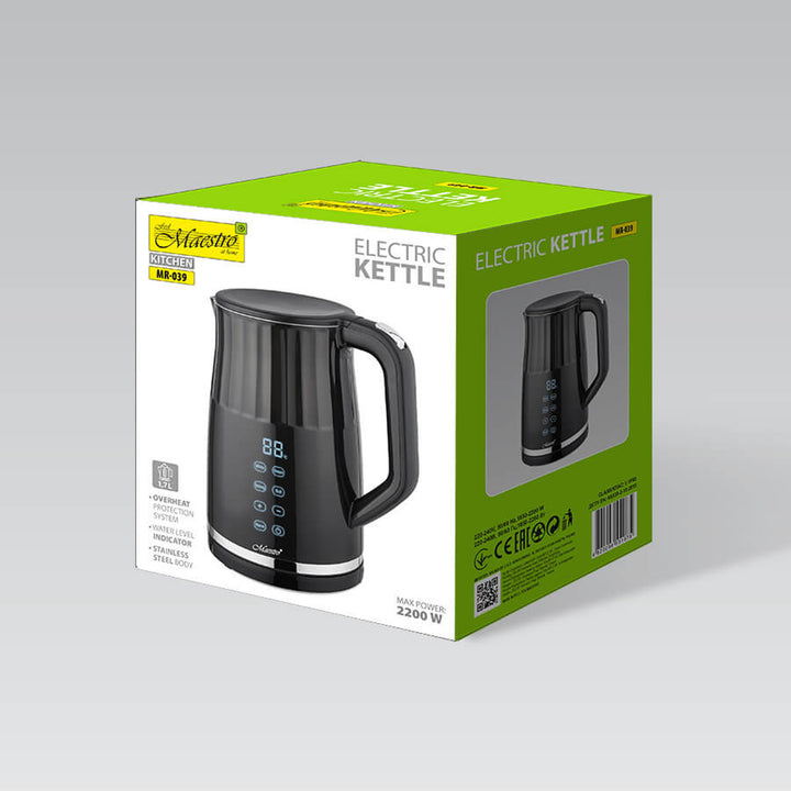 Maestro vízforraló, vezeték nélküli, érintőképernyős, 1,7 literes, 2200W, MR-039