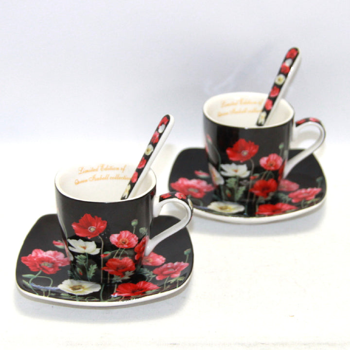 Eszpresszó csészék porcelán készlet tányérokkal Queen Isabell W9PB06-09510