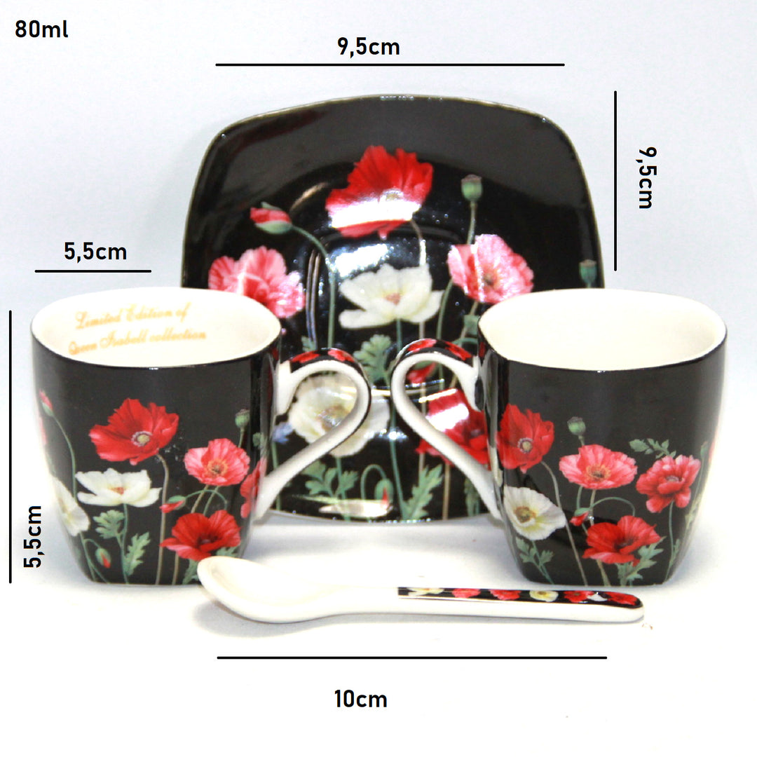 Eszpresszó csészék porcelán készlet tányérokkal Queen Isabell W9PB06-09510