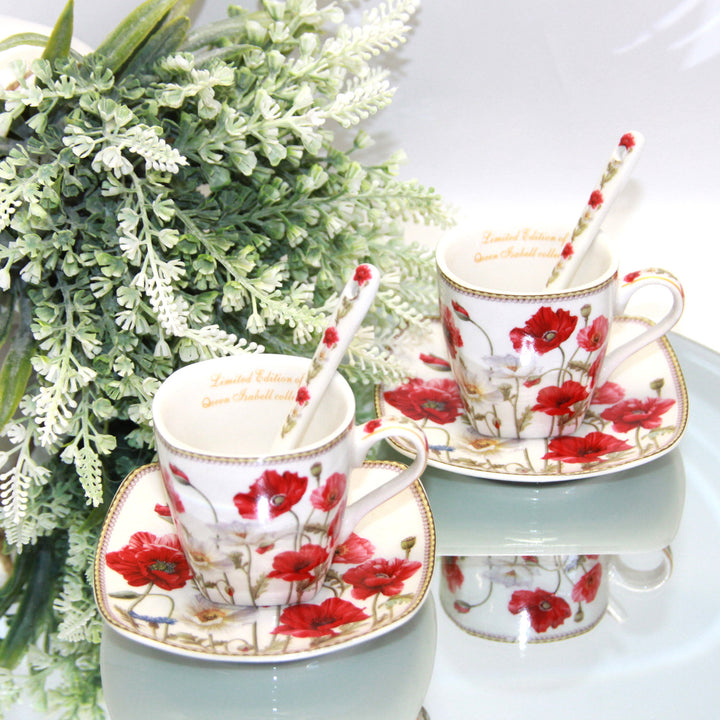 Eszpresszó csészék porcelán készlet tányérokkal Queen Isabell W9PWH06-09596