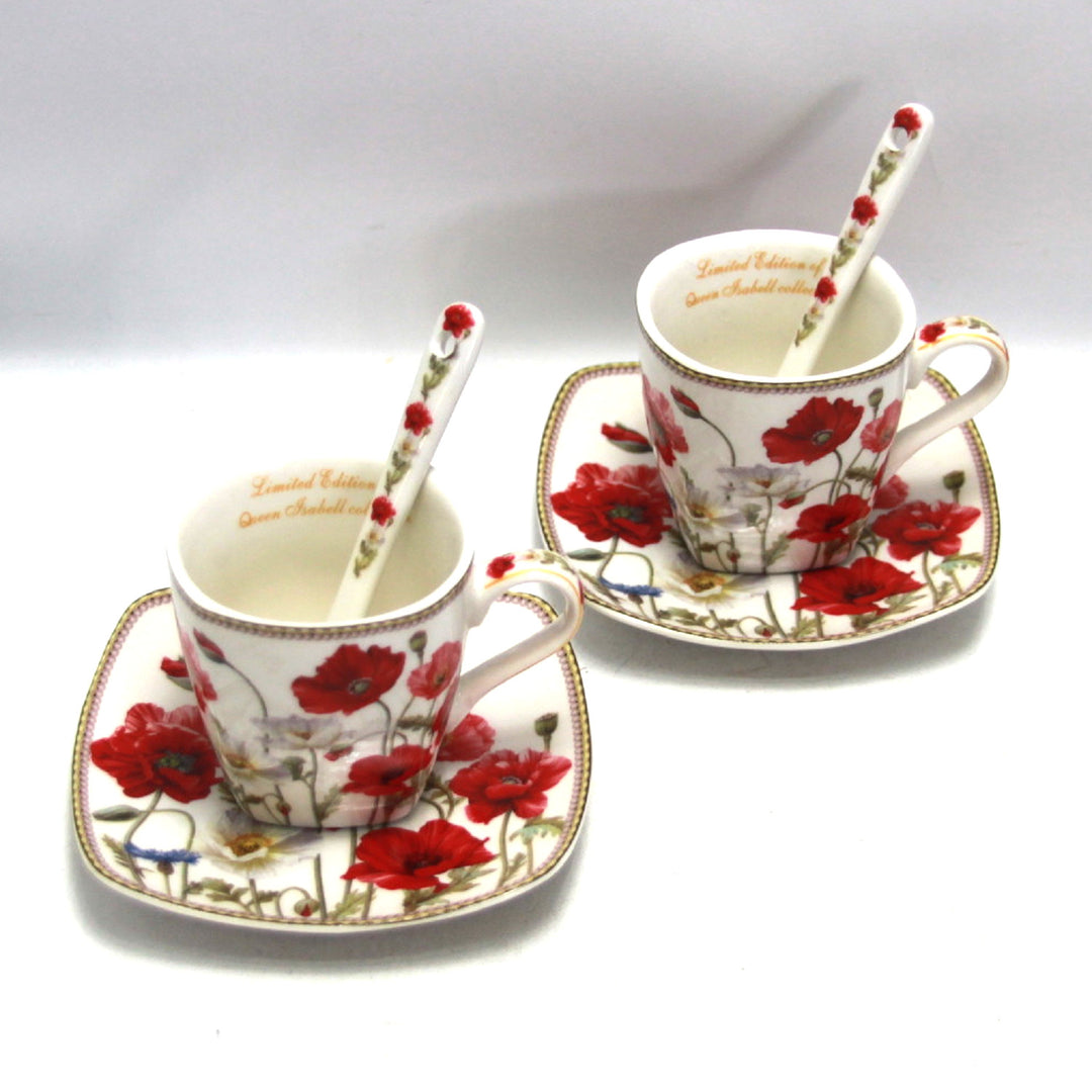 Eszpresszó csészék porcelán készlet tányérokkal Queen Isabell W9PWH06-09596