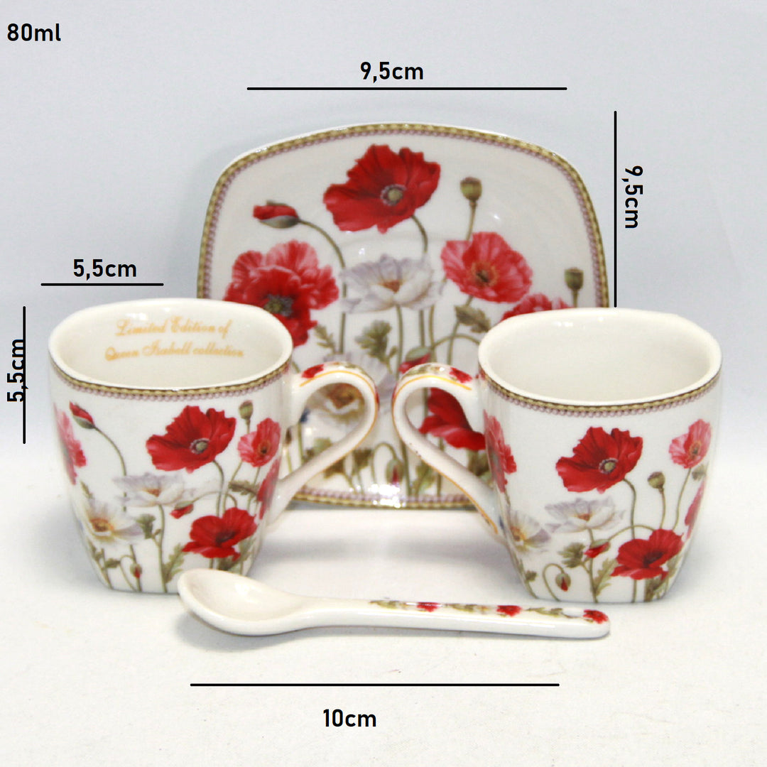 Eszpresszó csészék porcelán készlet tányérokkal Queen Isabell W9PWH06-09596