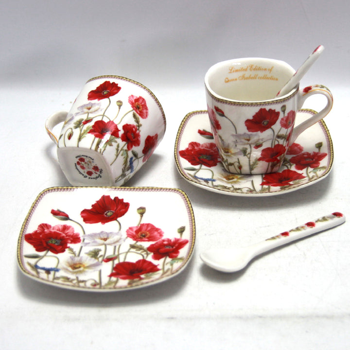 Eszpresszó csészék porcelán készlet tányérokkal Queen Isabell W9PWH06-09596