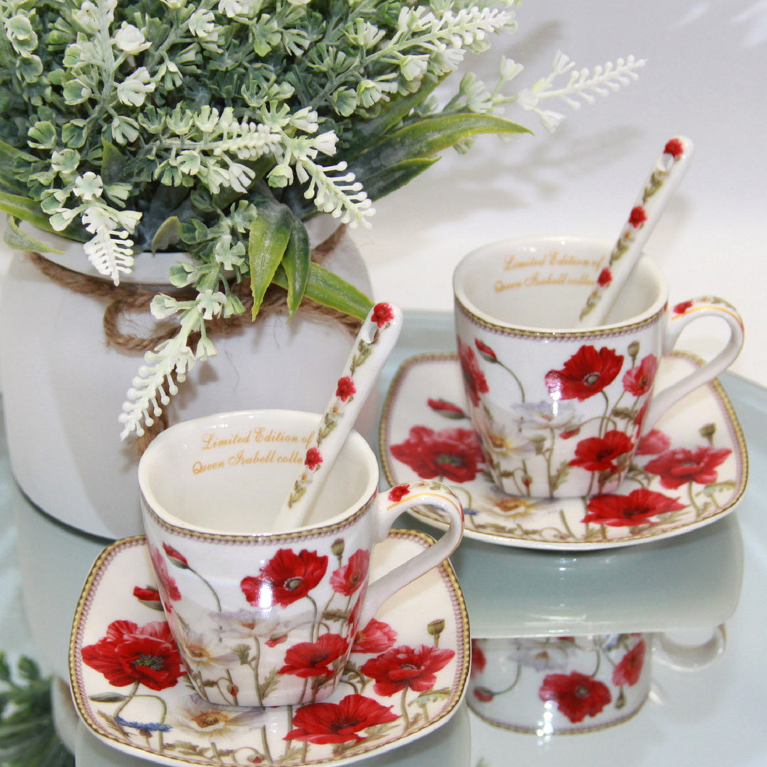 Eszpresszó csészék porcelán készlet tányérokkal Queen Isabell W9PWH06-09596