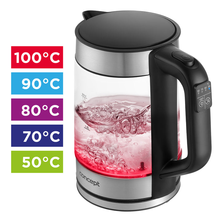 1.7L Concept üveg vízforraló hőmérséklet-szabályozóval RK4067