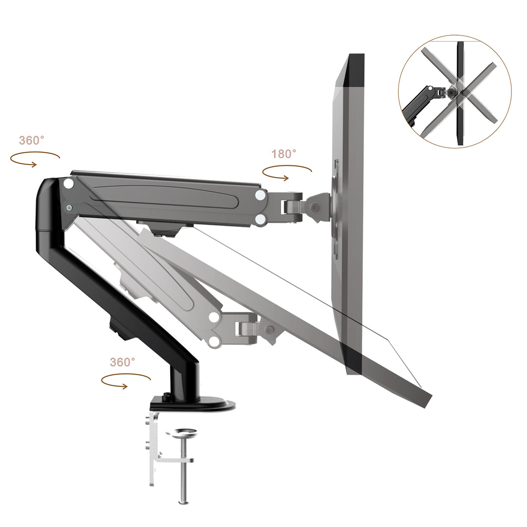 Monitortartó Maclean, gázrugós, 13"-27", 8 kg, fekete, MC-860N