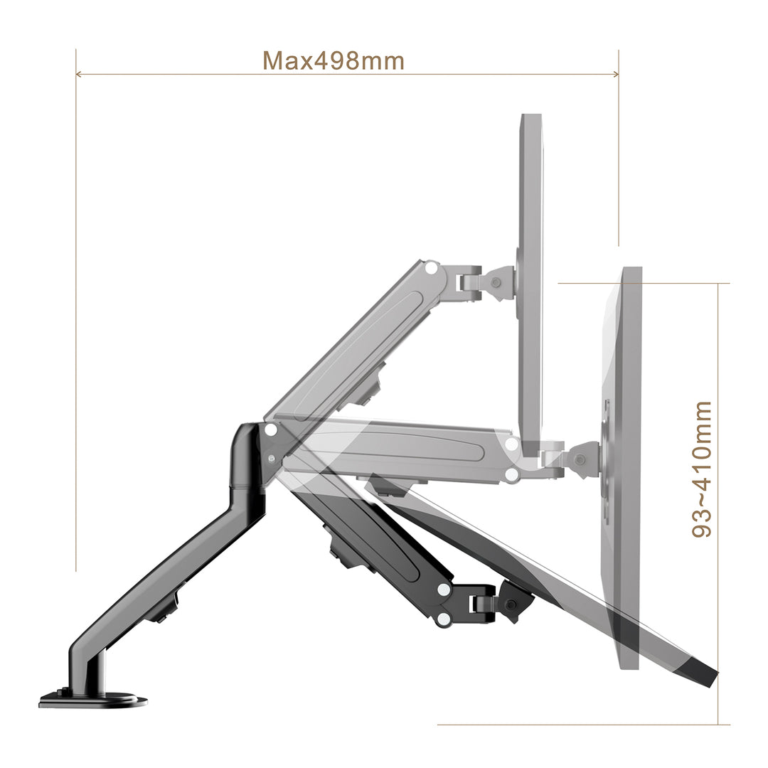 Monitortartó Maclean, gázrugós, 13"-27", 8 kg, fekete, MC-860N