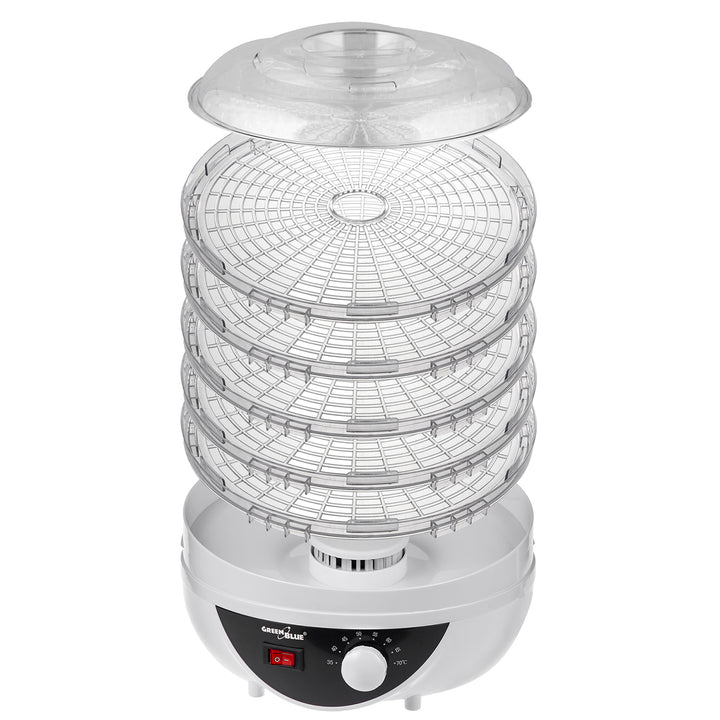 GreenBlue gomba-, zöldség- és gyümölcsszárító, 250W teljesítmény - nagyon csendes, GB195 UK csatlakozóval