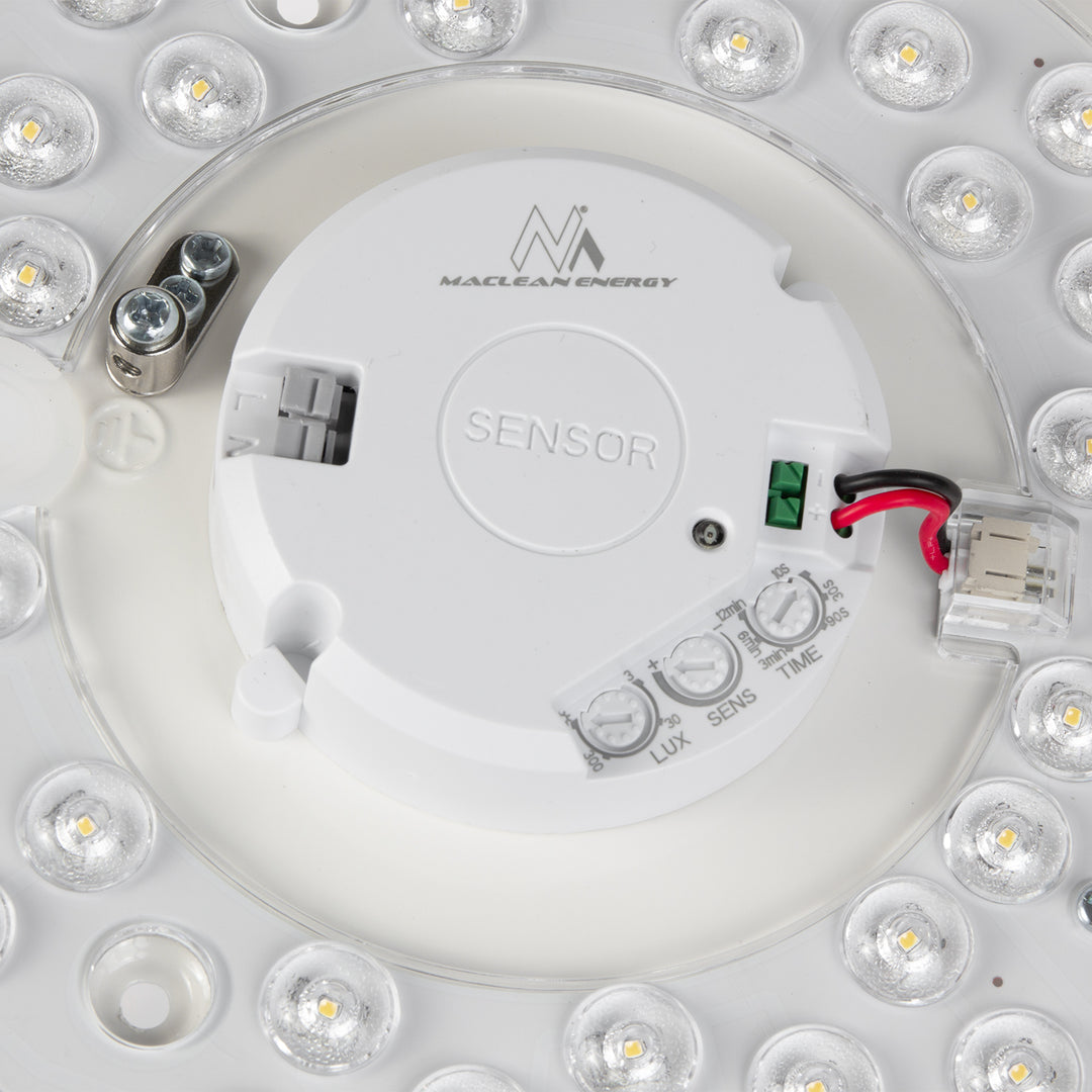 Maclean mennyezeti LED érzékelős lámpa, mikrohullámú érzékelő 5.8GHz, 4000K, 12W, 950lm, IP44, MCE347