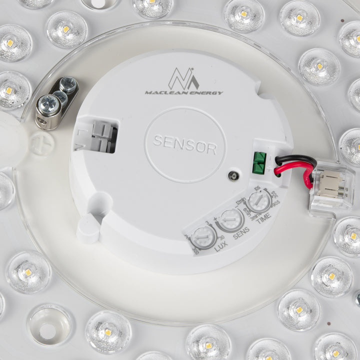 Maclean mennyezeti LED érzékelős lámpa, mikrohullámú érzékelő 5.8GHz, 4000K, 12W, 950lm, IP44, MCE347