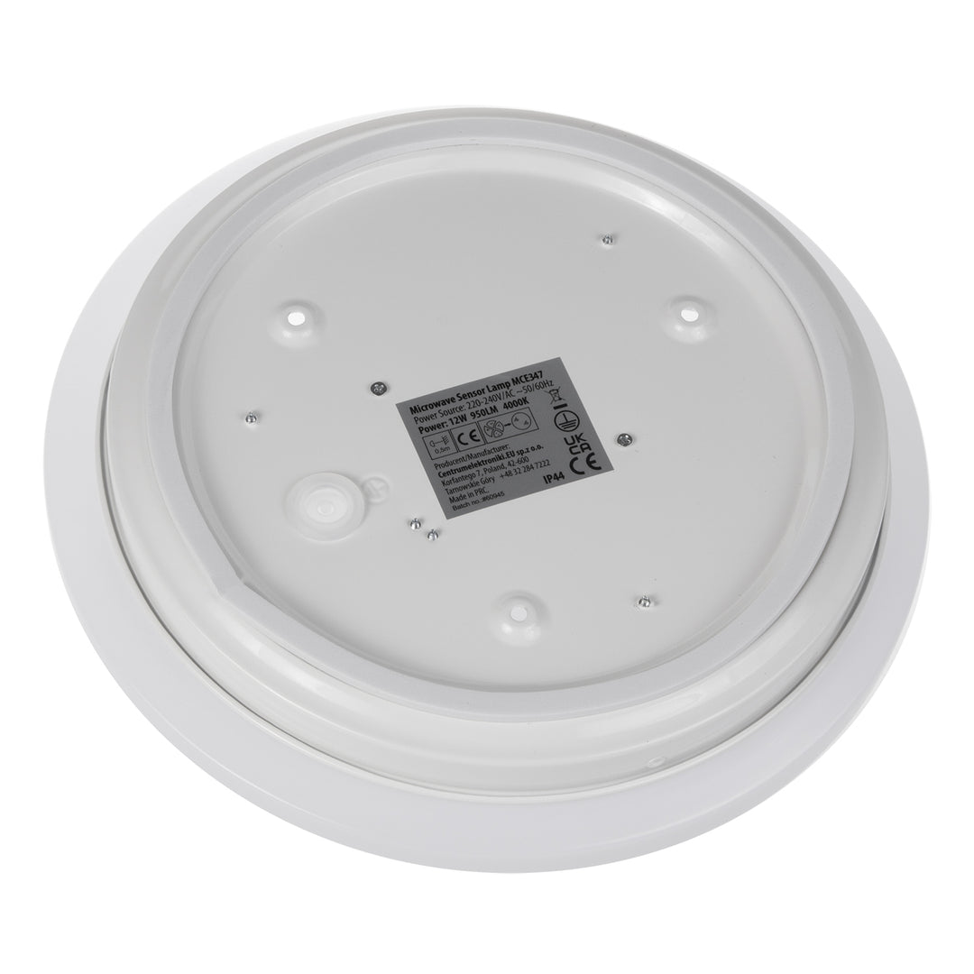 Maclean mennyezeti LED érzékelős lámpa, mikrohullámú érzékelő 5.8GHz, 4000K, 12W, 950lm, IP44, MCE347