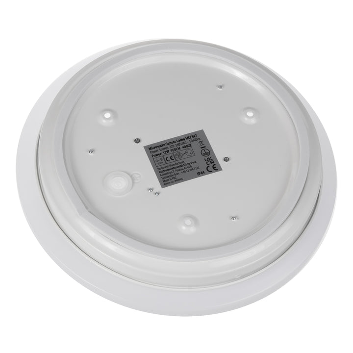 Maclean mennyezeti LED érzékelős lámpa, mikrohullámú érzékelő 5.8GHz, 4000K, 12W, 950lm, IP44, MCE347